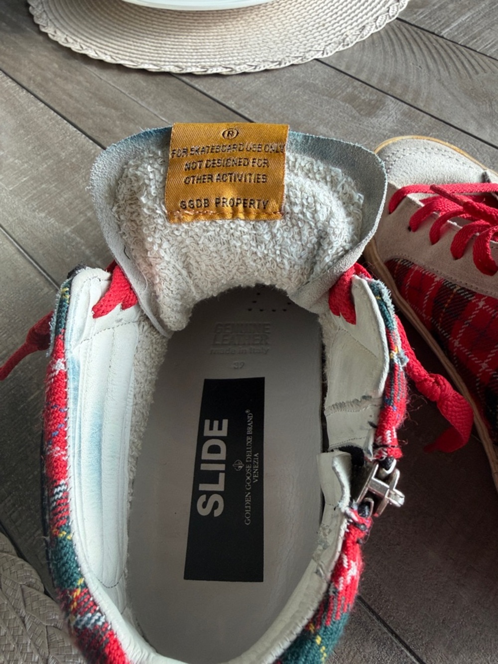 Golde Goose Tartan Red Plaid High-Top Sneakers - Picture 6 of 10